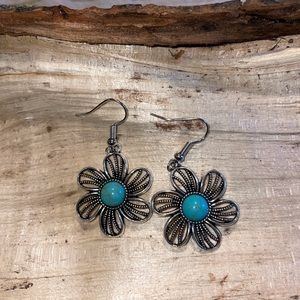 Turquoise and Silver Color New Dangle Earrings New for The Season
